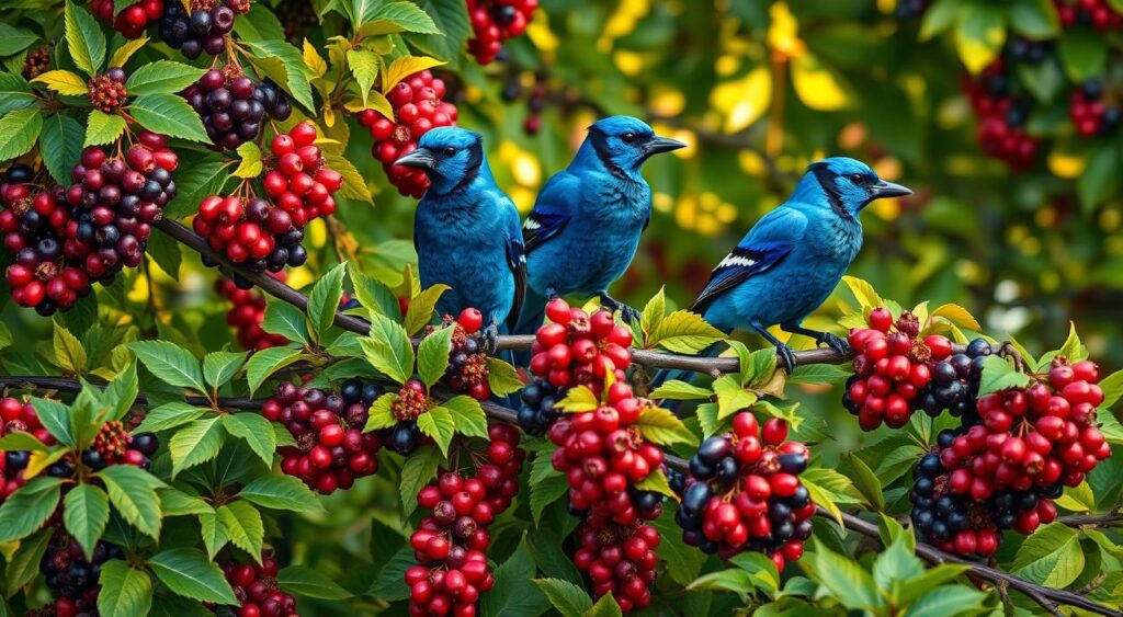 Blue Jays Eating Berries