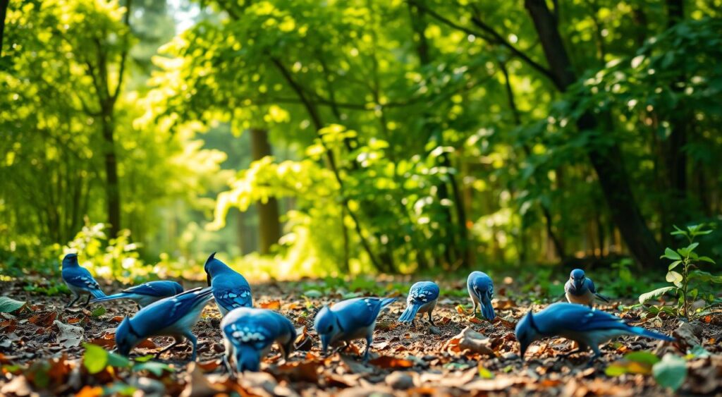 Blue Jays Foraging in the Wild